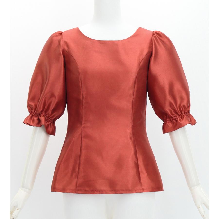 フラダンス シャンタン 5分袖 ブラウス ダークレッド2 S-Lサイズ J3265drd2 | 