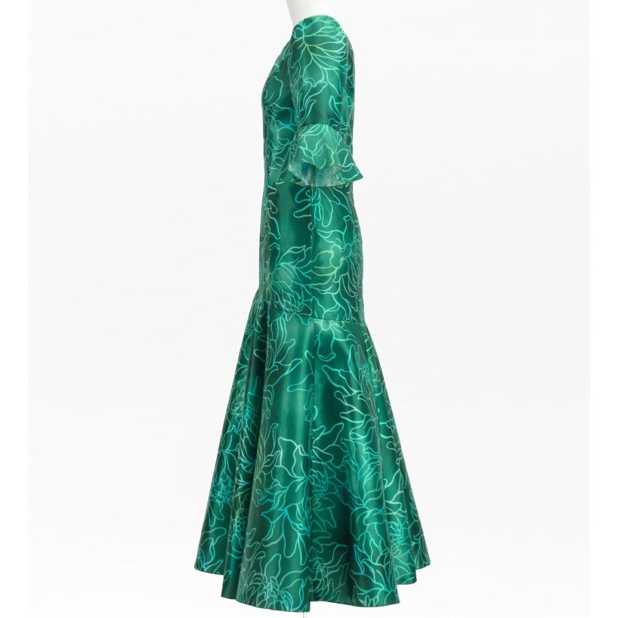 フラダンス [S・M・Lサイズ] フリル袖 シャンタンドレス プロテア グリーン J3266gr |  | 01