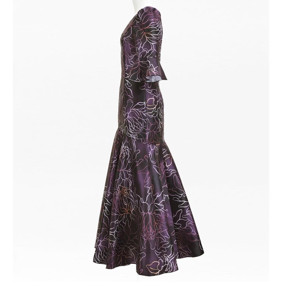 フラダンス [S・M・Lサイズ] フリル袖 シャンタンドレス プロテア プラム J3266pl |  | 01