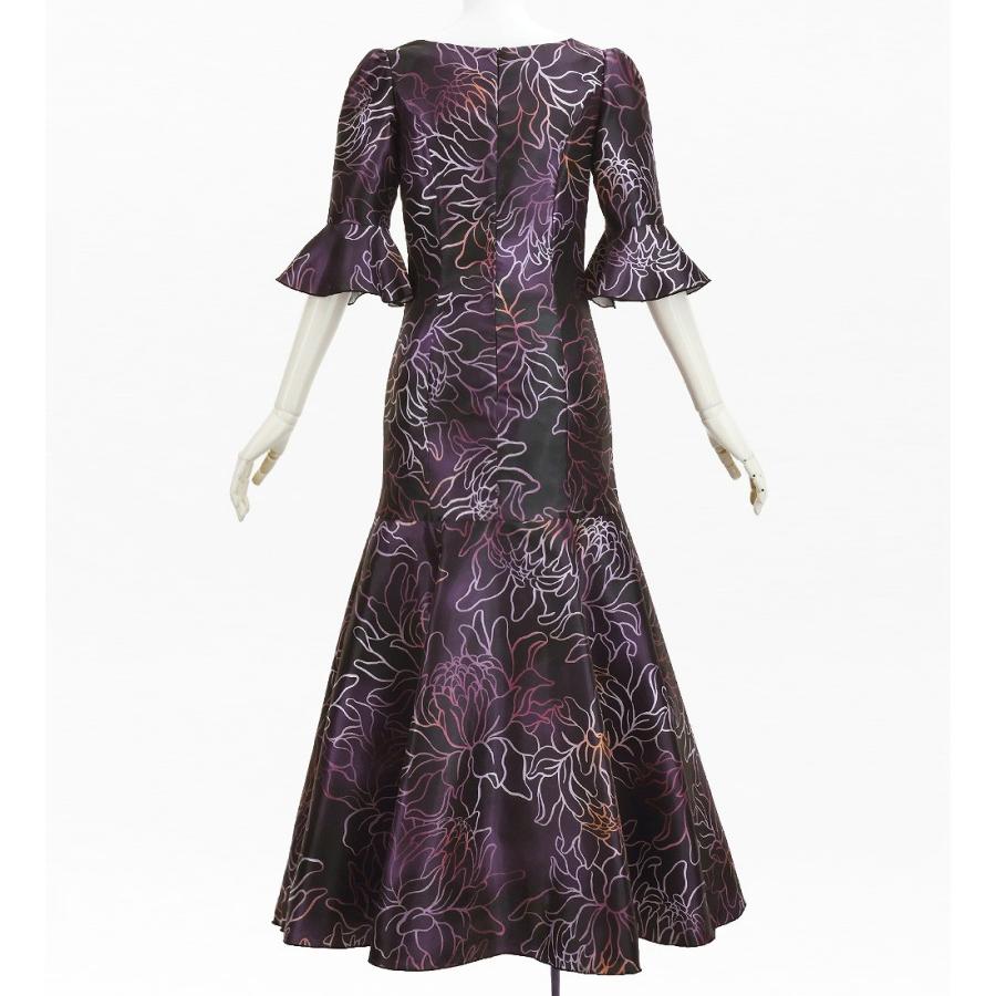 フラダンス [S・M・Lサイズ] フリル袖 シャンタンドレス プロテア プラム J3266pl |  | 02