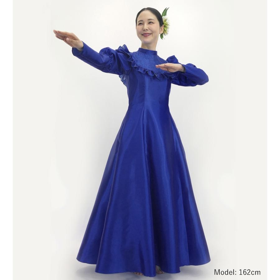 フラドレス [S・M・Lサイズ] ロング丈 クラシカル フリル ブルー