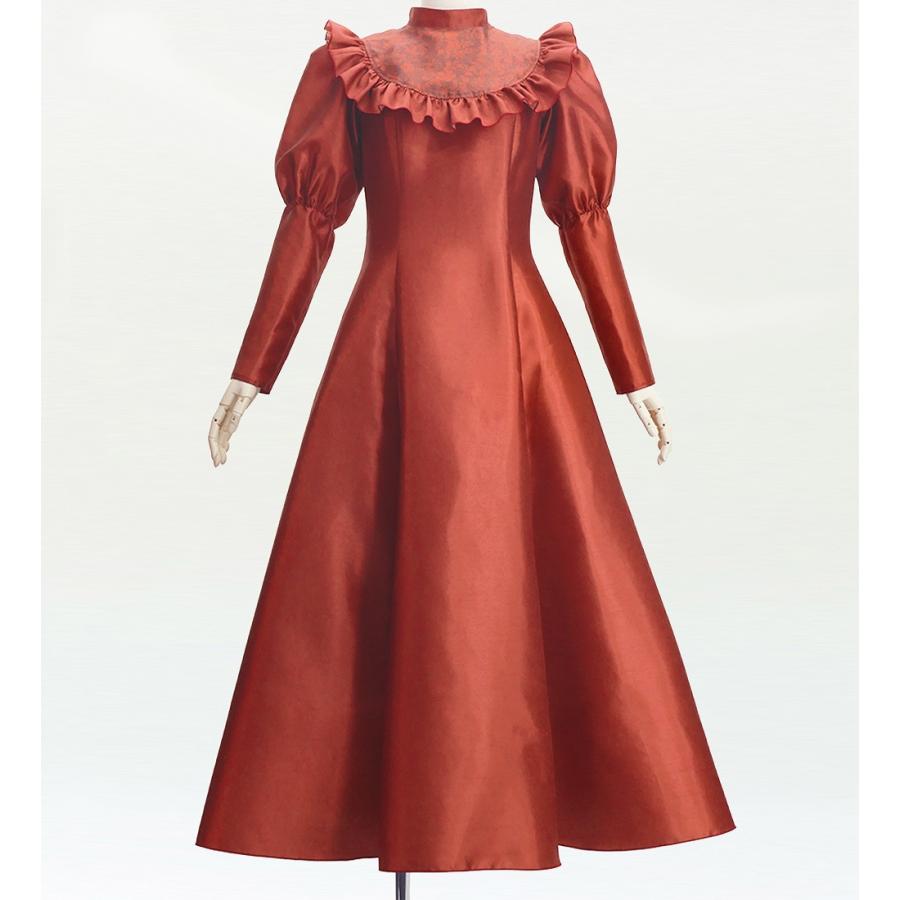 フラドレス [S・M・Lサイズ] ロング丈 クラシカル フリル レッド