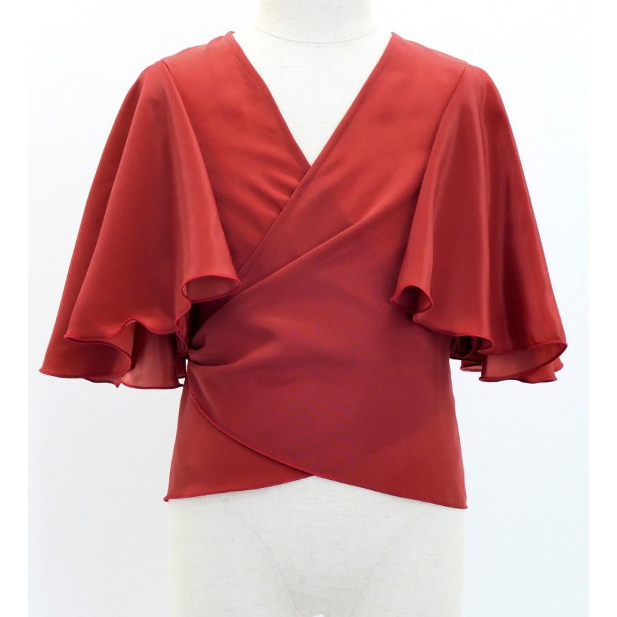 フラダンス ケイキ フリル袖 カシュクール コシボブラウス ダークレッド2 120・140サイズ Jp130drd2 |  | 01