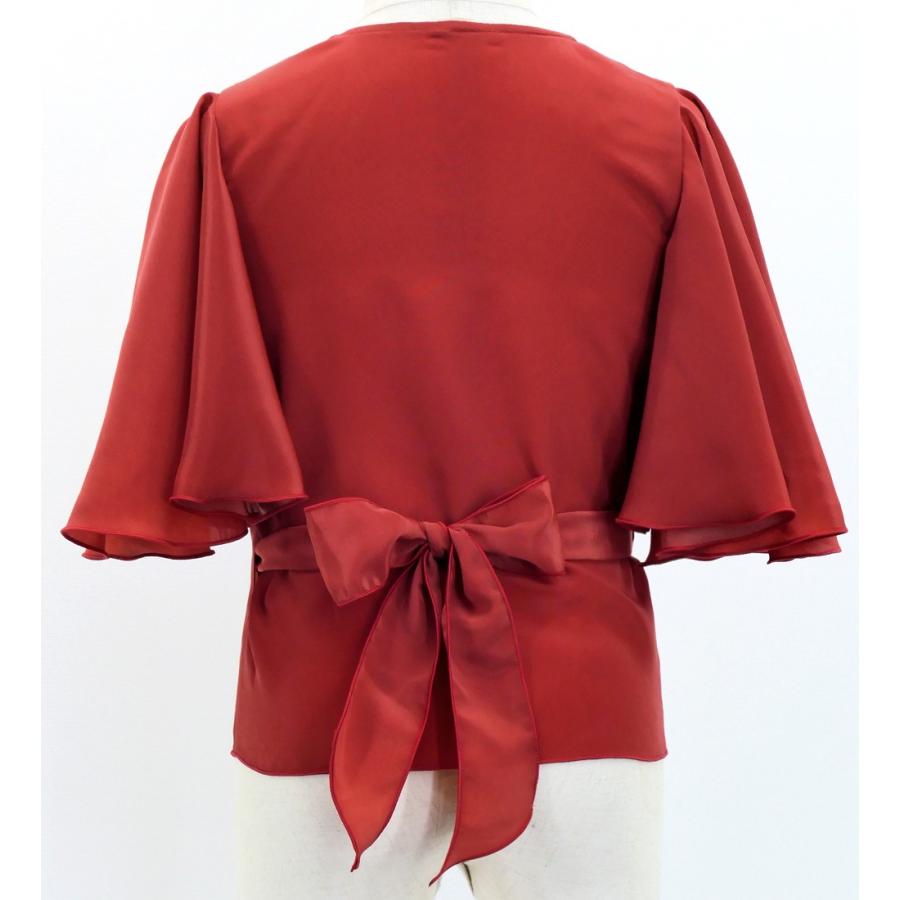 フラダンス ケイキ フリル袖 カシュクール コシボブラウス ダークレッド2 120・140サイズ Jp130drd2 |  | 02