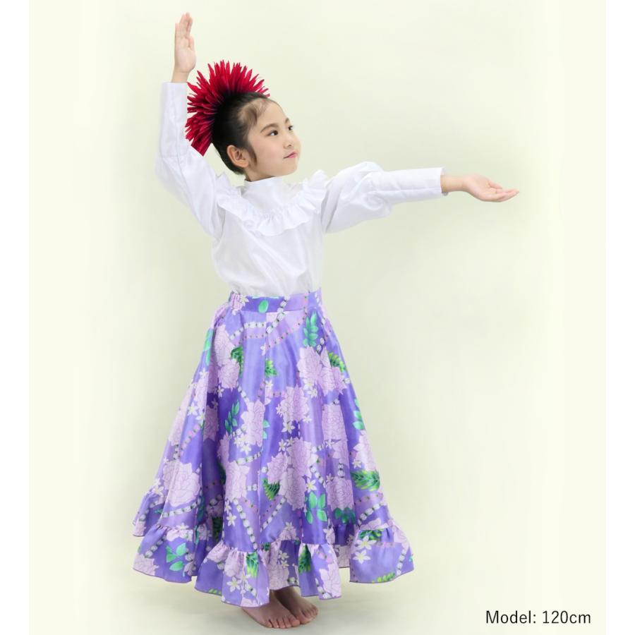 フラダンス ケイキ フリル ロングサーキュラースカート シャンタン ロケラニ パープル 120・140サイズ Jp145 |  | 02