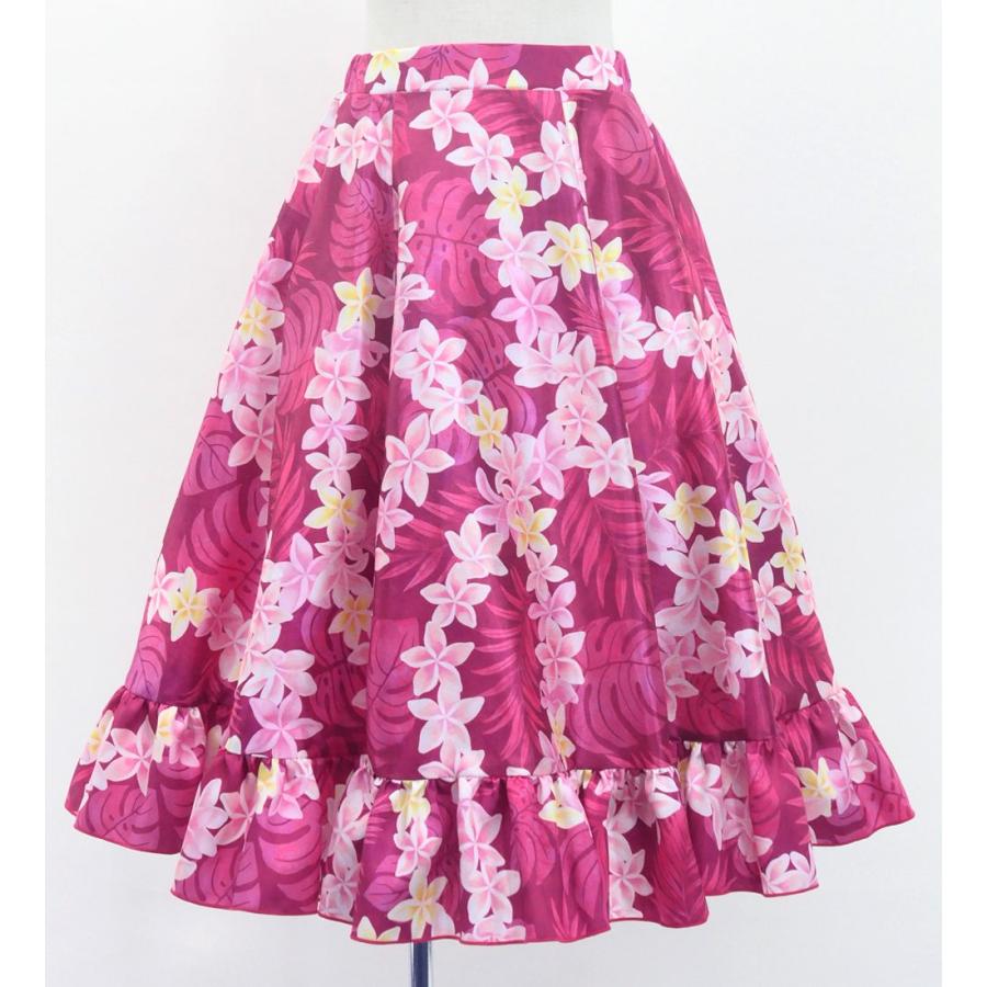 フラダンス ケイキ フリル ロングサーキュラースカート シャンタン プルメリアレイ レッドパープル 120・140サイズ Jp148 |  | 03