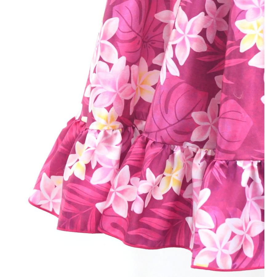 フラダンス ケイキ フリル ロングサーキュラースカート シャンタン プルメリアレイ レッドパープル 120・140サイズ Jp148 |  | 06