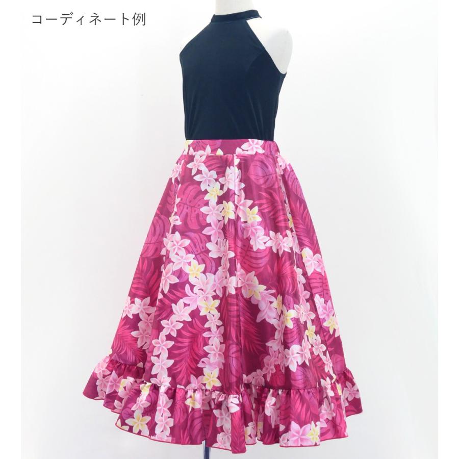 フラダンス ケイキ フリル ロングサーキュラースカート シャンタン プルメリアレイ レッドパープル 120・140サイズ Jp148 |  | 07