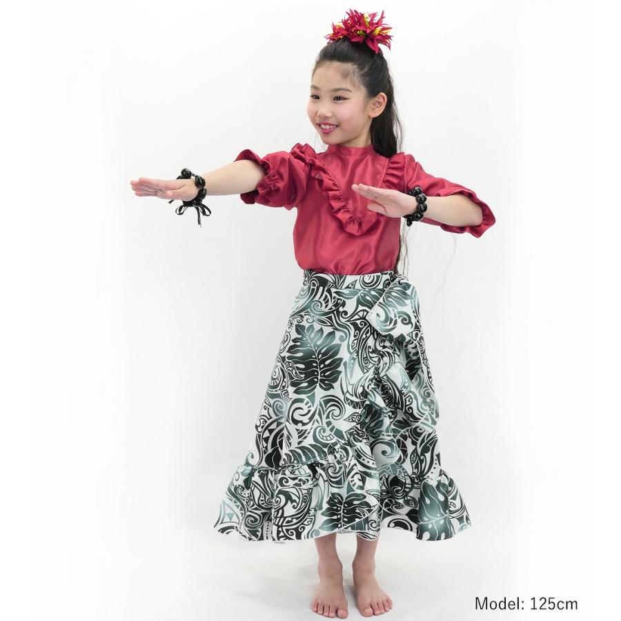 フラダンス ケイキ 巻きスカート シャンタン ホヌ×カヒコ ホワイト×ブラック 120・140サイズ Jp151 |  | 01