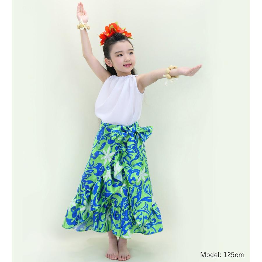 フラダンス ケイキ 巻きスカート シャンタン カヒコ×ティアレ グリーン×ブルー 120・140サイズ Jp152 |  | 02
