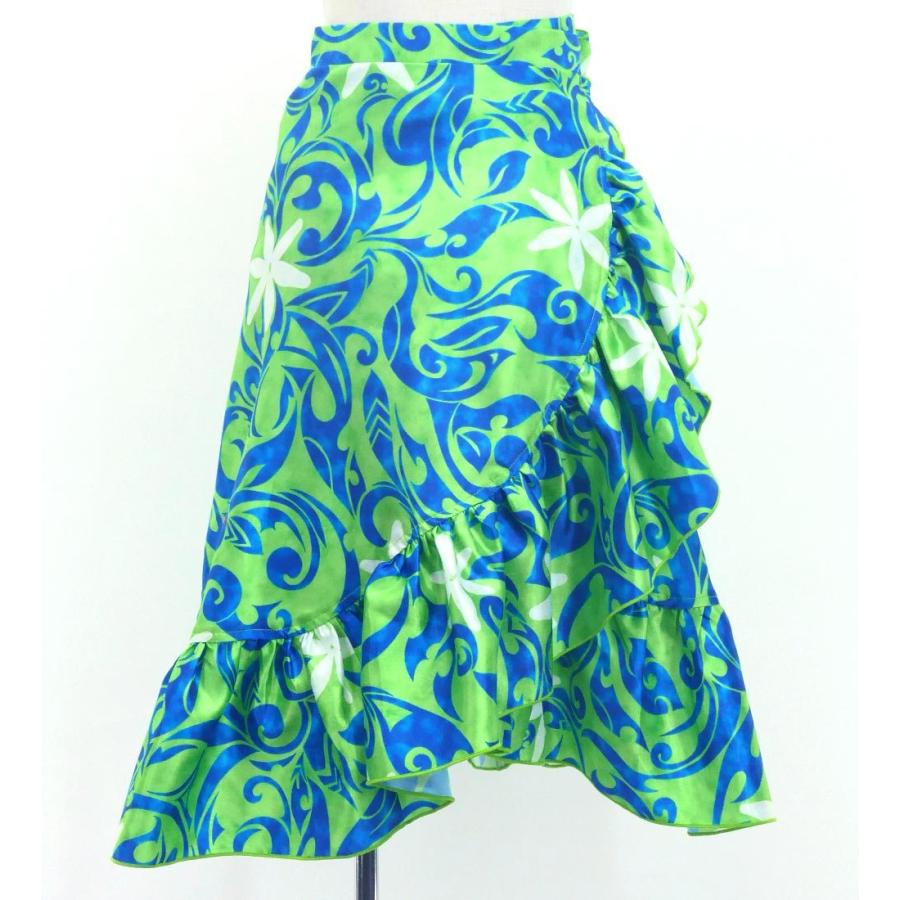 フラダンス ケイキ 巻きスカート シャンタン カヒコ×ティアレ グリーン×ブルー 120・140サイズ Jp152 |  | 03