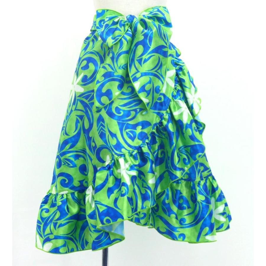 フラダンス ケイキ 巻きスカート シャンタン カヒコ×ティアレ グリーン×ブルー 120・140サイズ Jp152 |  | 05