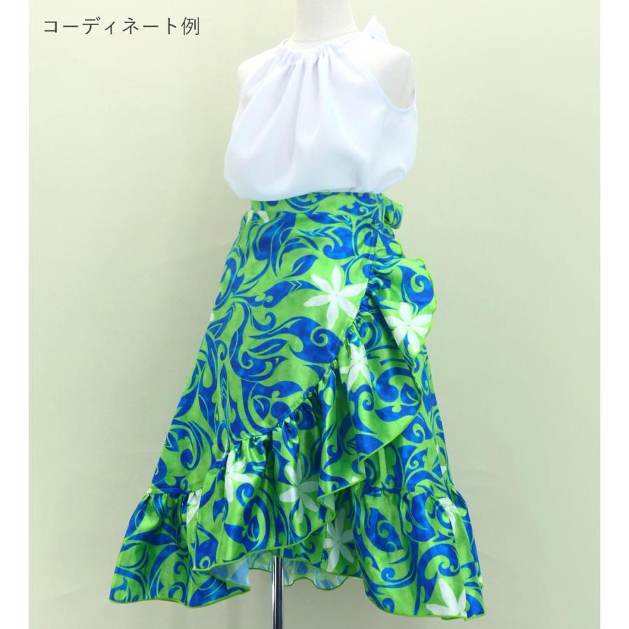 フラダンス ケイキ 巻きスカート シャンタン カヒコ×ティアレ グリーン×ブルー 120・140サイズ Jp152 |  | 07