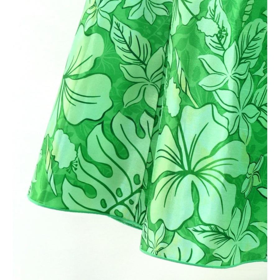 フラドレス ケイキ [120・140] ギャザーフリル パフスリーブ ロング丈 ハワイアンフラワー グリーン Jp153gr |  | 07