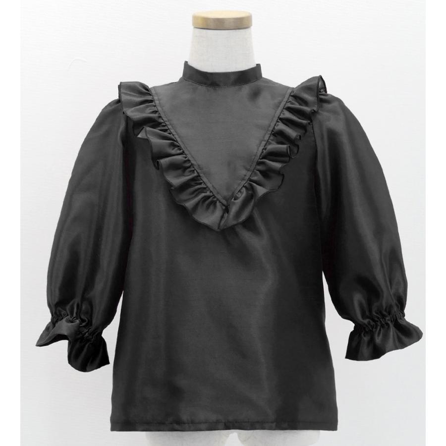フラダンス ケイキ シャンタン ヨークフリル ブラウス ブラック 120・140サイズ Jp164bk |  | 01