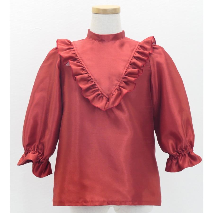 フラダンス ケイキ シャンタン ヨークフリル ブラウス ダークレッド2 120・140サイズ Jp164drd2 |  | 01