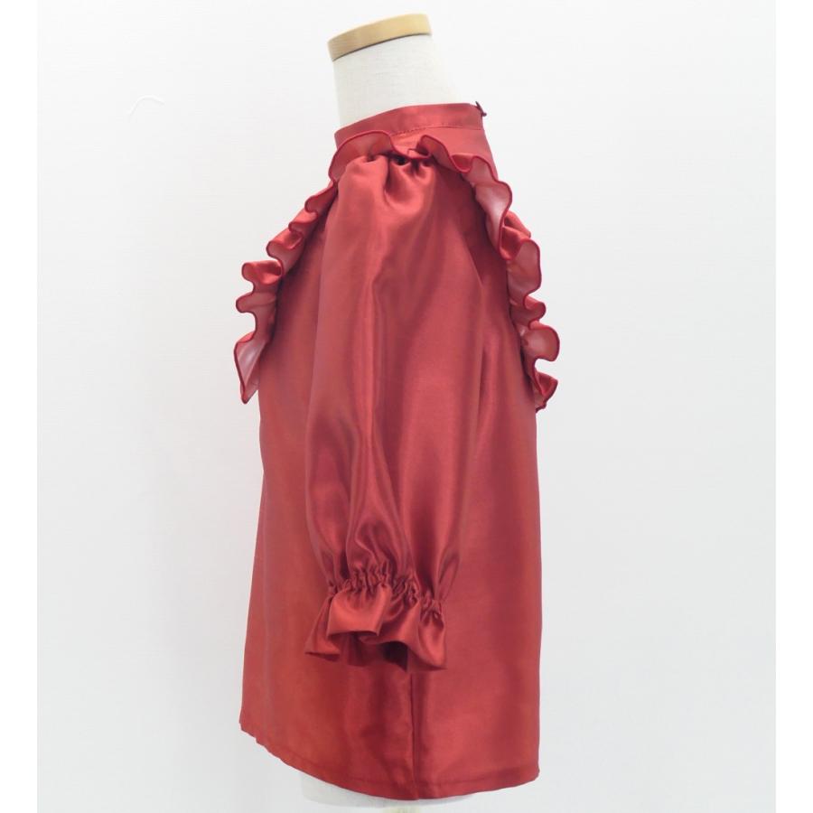 フラダンス ケイキ シャンタン ヨークフリル ブラウス ダークレッド2 120・140サイズ Jp164drd2 |  | 02