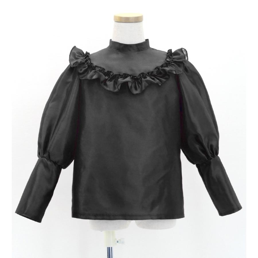 フラダンス ケイキ シャンタン ヨークフリル バルーンスリーブ ブラウス ブラック 120・140サイズ Jp165bk |  | 01