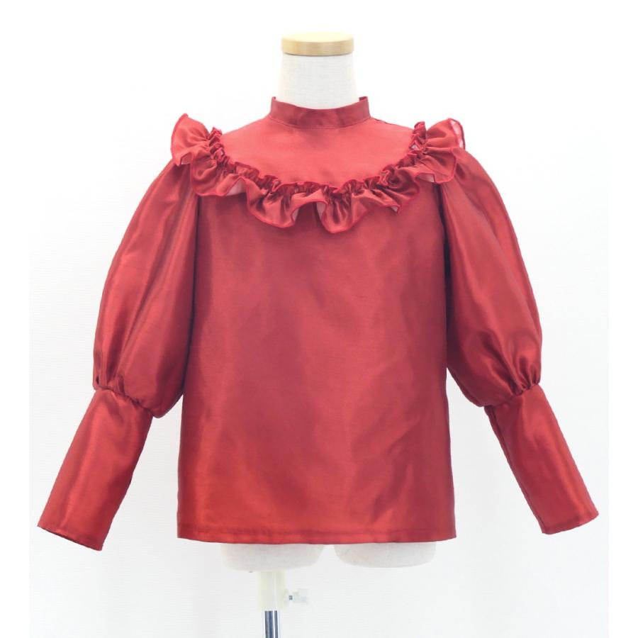 フラダンス ケイキ シャンタン ヨークフリル バルーンスリーブ ブラウス ダークレッド2 120・140サイズ Jp165drd2 |  | 01