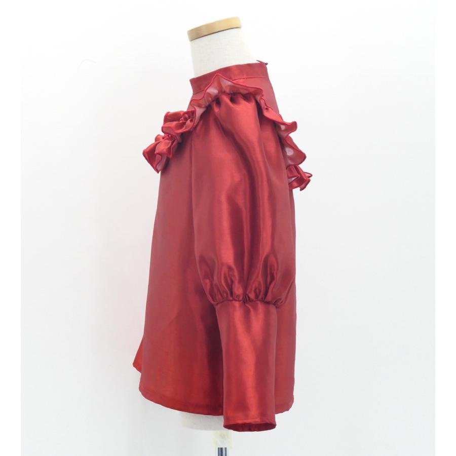 フラダンス ケイキ シャンタン ヨークフリル バルーンスリーブ ブラウス ダークレッド2 120・140サイズ Jp165drd2 |  | 02