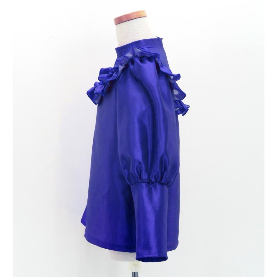 フラダンス ケイキ シャンタン ヨークフリル バルーンスリーブ ブラウス ロイヤルブルー 120・140サイズ Jp165rbl |  | 02