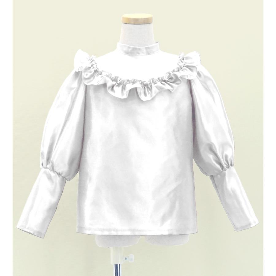 フラダンス ケイキ シャンタン ヨークフリル バルーンスリーブ ブラウス ホワイト 120・140サイズ Jp165wh |  | 01