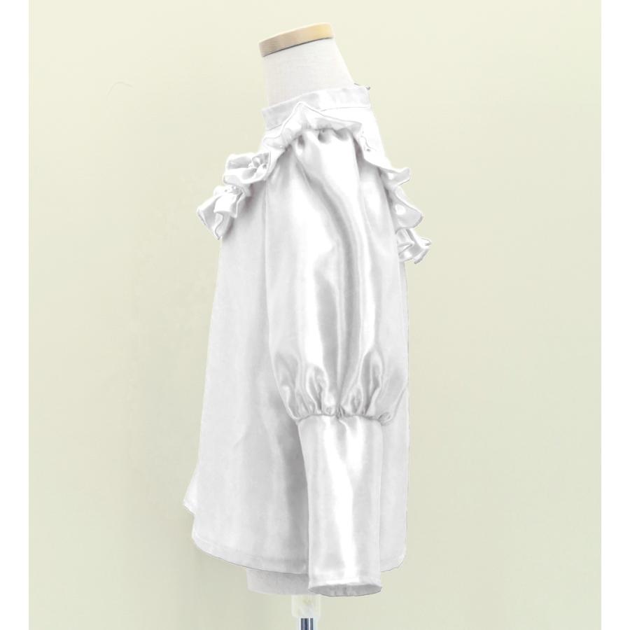 フラダンス ケイキ シャンタン ヨークフリル バルーンスリーブ ブラウス ホワイト 120・140サイズ Jp165wh |  | 02