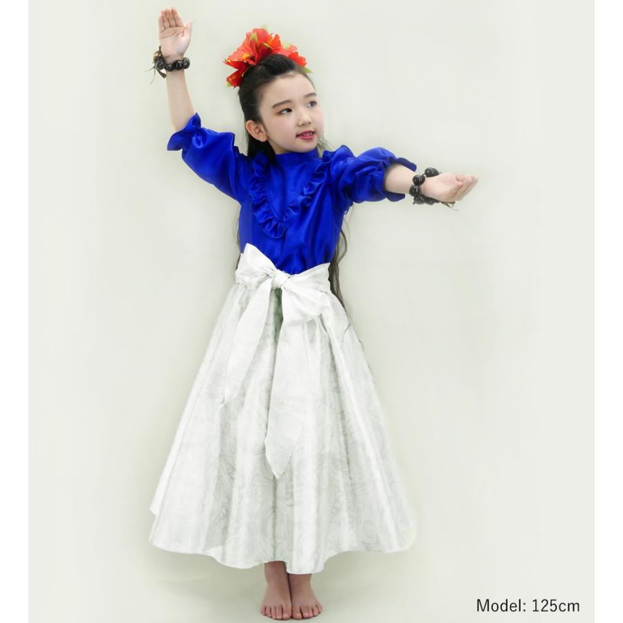 フラダンス ケイキ ロングサーキュラースカート カヒコ×ハイビスカス ホワイト 120・140サイズ Jp170-2 |  | 02