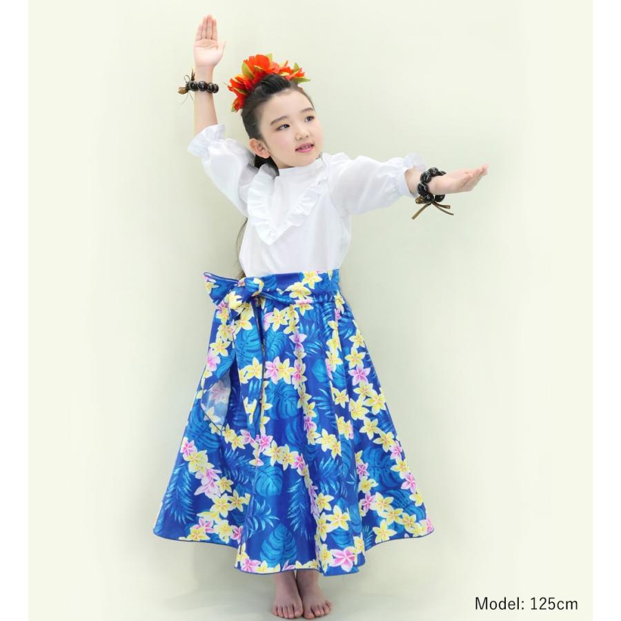 フラダンス ケイキ ロングサーキュラースカート プルメリアレイ ブルー 120・140サイズ Jp170-3 |  | 02