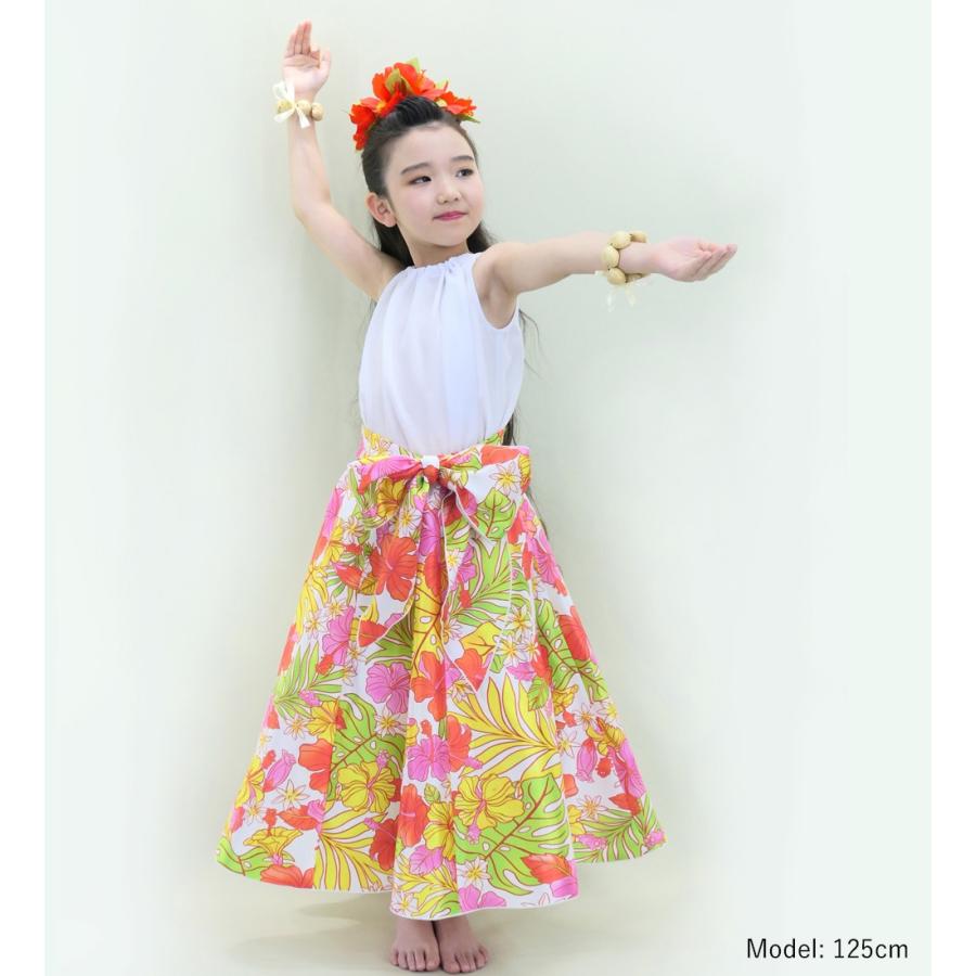 フラダンス ケイキ ロングサーキュラースカート ハイビスカス ホワイト×レッド 120・140サイズ Jp170-4 |  | 02
