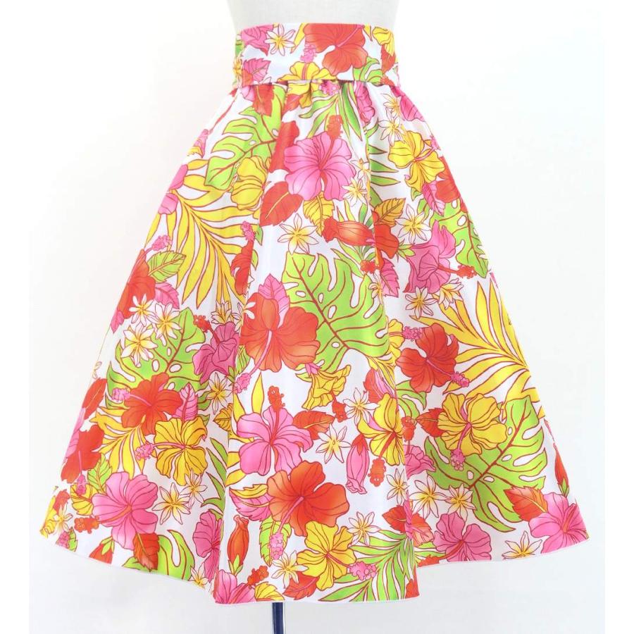 フラダンス ケイキ ロングサーキュラースカート ハイビスカス ホワイト×レッド 120・140サイズ Jp170-4 |  | 03