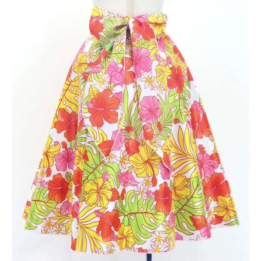 フラダンス ケイキ ロングサーキュラースカート ハイビスカス ホワイト×レッド 120・140サイズ Jp170-4 |  | 04