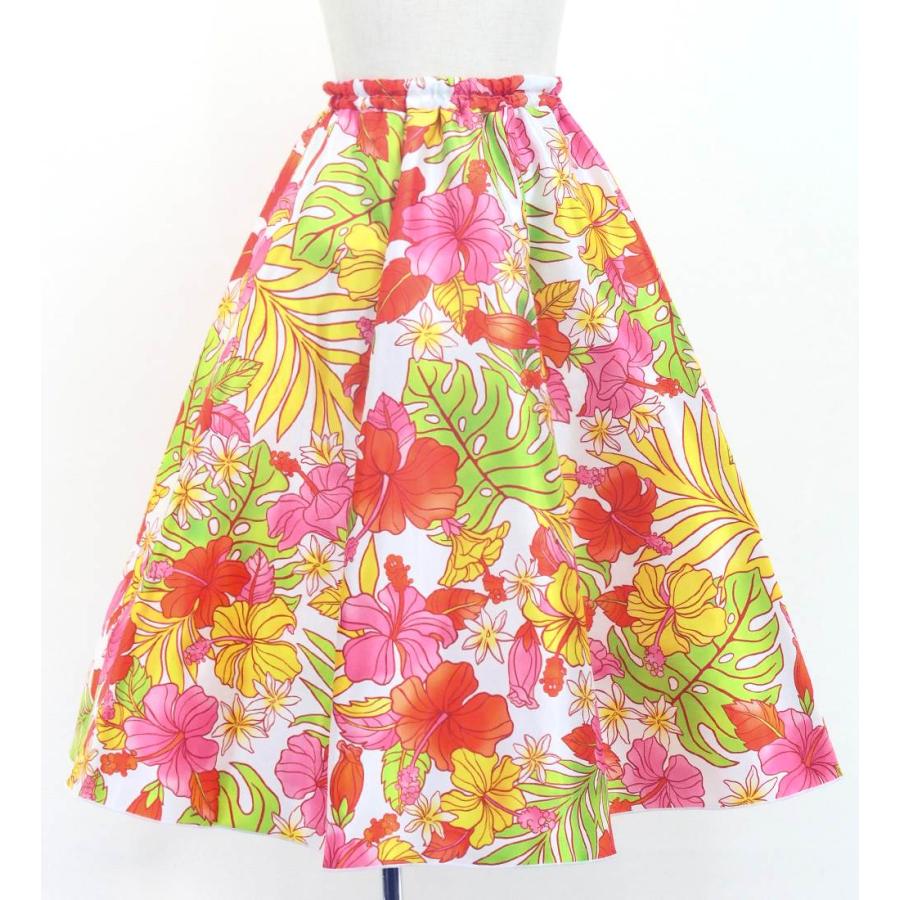 フラダンス ケイキ ロングサーキュラースカート ハイビスカス ホワイト×レッド 120・140サイズ Jp170-4 |  | 05