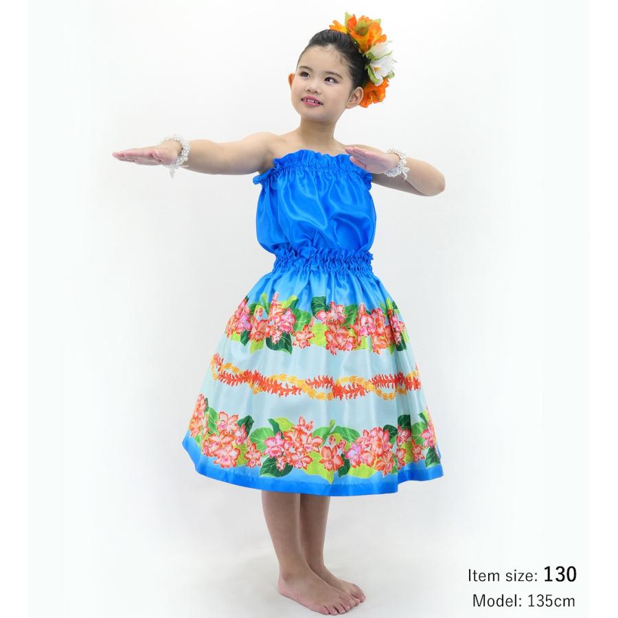 フラダンス ケイキ 選べるトップス セットアップ カトレア×レイ ブルー 120・140サイズ Jp178bl |  | 03