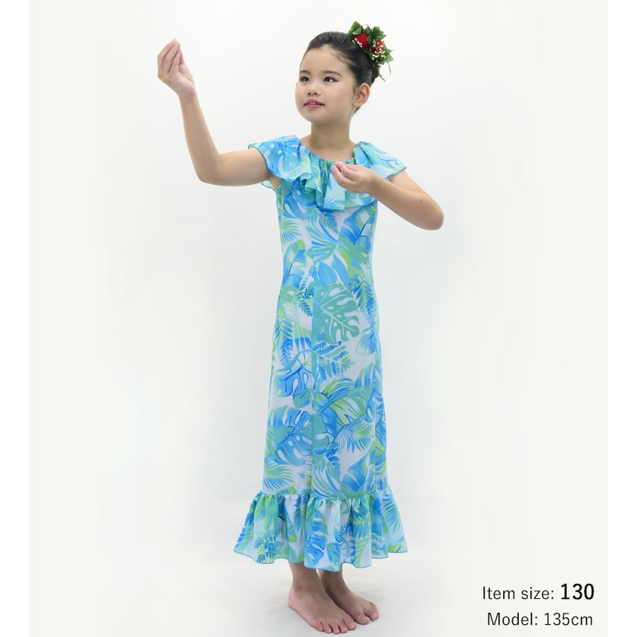 フラドレス ケイキ [120・140] コシボドレス ロング丈 ハワイアンリーフ スカイブルー Jp179sbl |  | 01