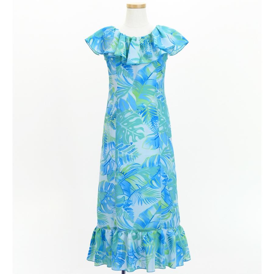 フラドレス ケイキ [120・140] コシボドレス ロング丈 ハワイアンリーフ スカイブルー Jp179sbl |  | 03