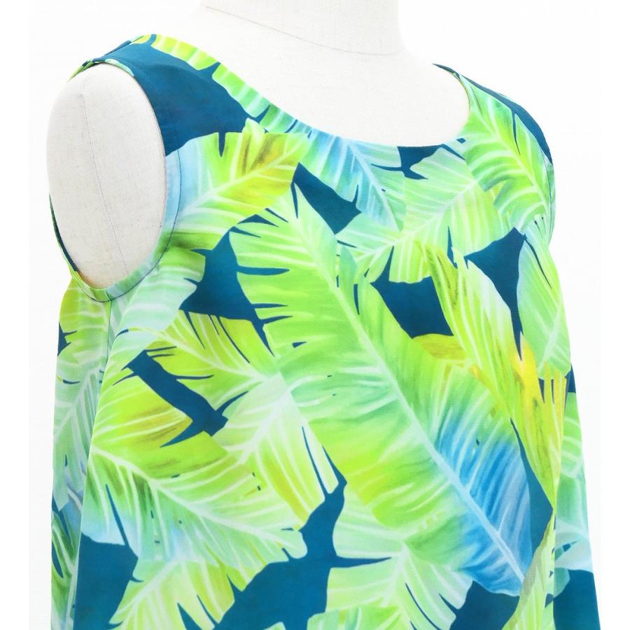 フラドレス ケイキ [120・140] コシボ ノースリーブドレス  ロング丈 バナナリーフ グリーン×ブルー Jp180-3 |  | 05