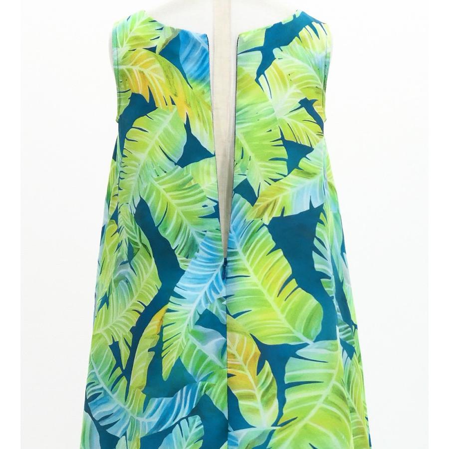 フラドレス ケイキ [120・140] コシボ ノースリーブドレス  ロング丈 バナナリーフ グリーン×ブルー Jp180-3 |  | 06