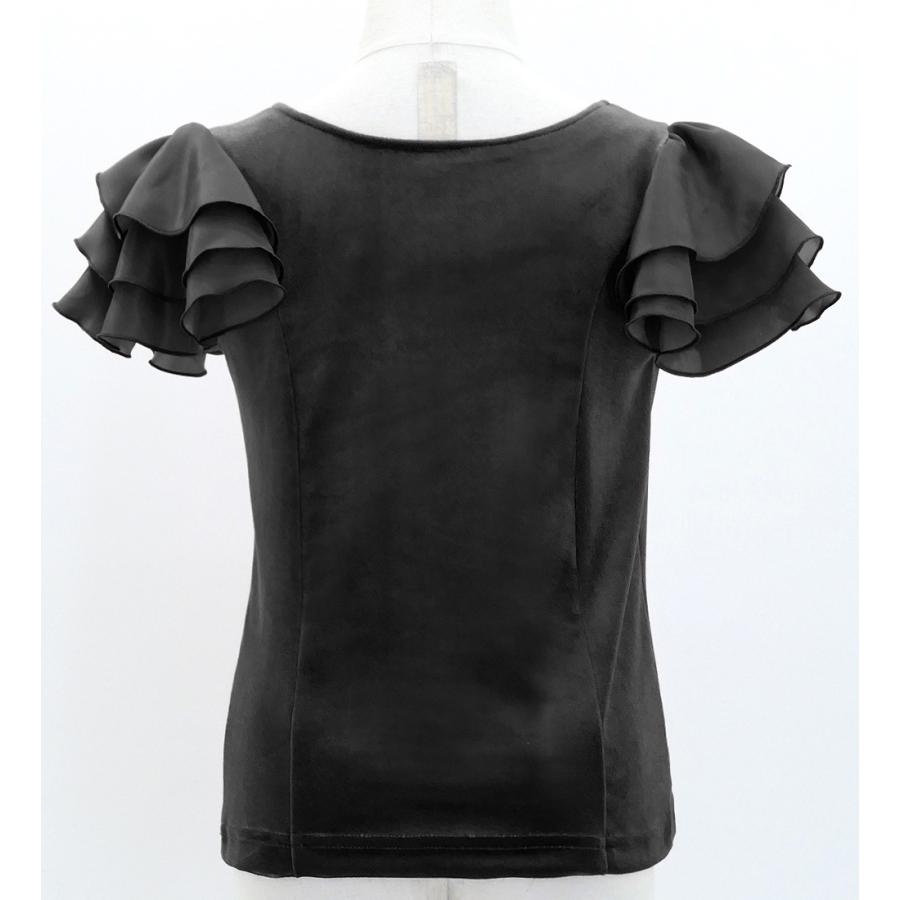 キッズ フラメンコ 選べる襟ぐり 3段フリルスリーブ ブラウス ブラック 120・140サイズ Jp181bk |  | 03