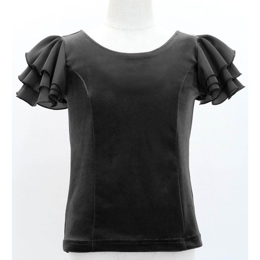 キッズ フラメンコ 選べる襟ぐり 3段フリルスリーブ ブラウス ブラック 120・140サイズ Jp181bk |  | 02