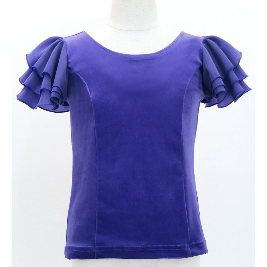 キッズ フラメンコ 選べる襟ぐり 3段フリルスリーブ ブラウス ロイヤルブルー 120・140サイズ Jp181rbl |  | 02