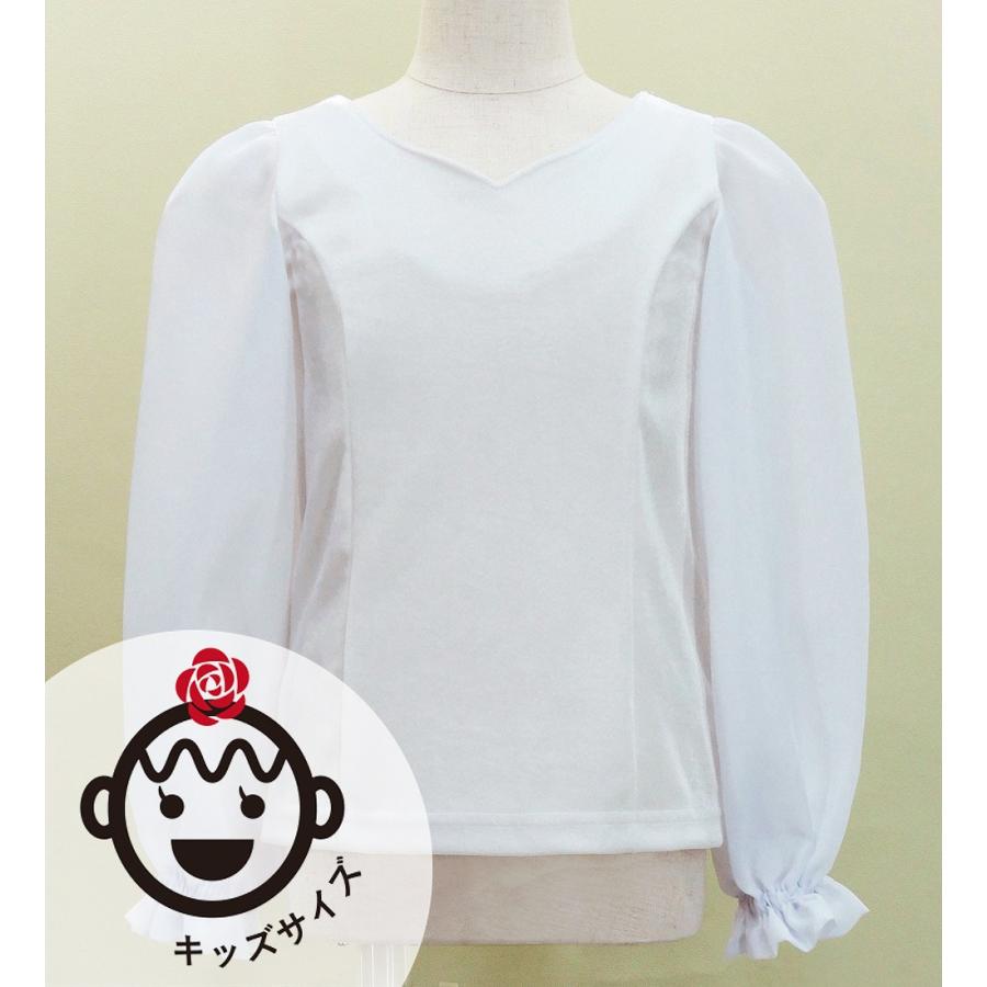キッズ フラメンコ 選べる襟ぐり ロングスリーブブラウス ホワイト 120・140サイズ Jp182wh | 