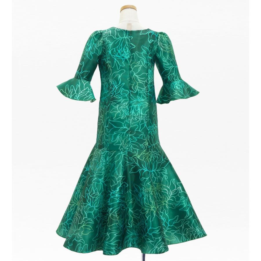 フラドレス ケイキ [120・140] フリル袖 シャンタン ドレス ロング丈 プロテア グリーン Jp198gr |  | 03