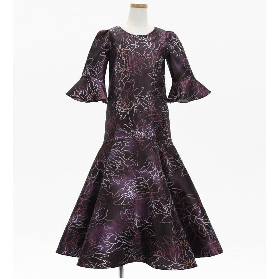 フラドレス ケイキ [120・140] フリル袖 シャンタン ドレス ロング丈 プロテア プラム Jp198pl |  | 01