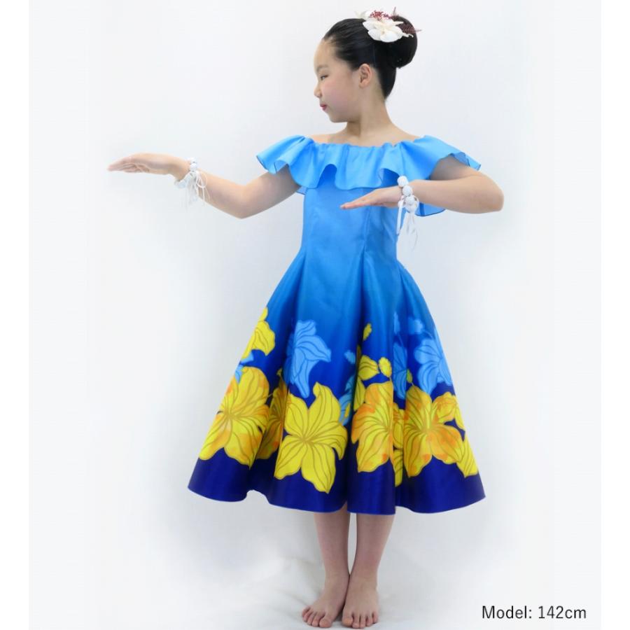 フラドレス ケイキ [120・140] オフショルダー ミディ丈 ハイビスカス ブルー Jp80bl |  | 01