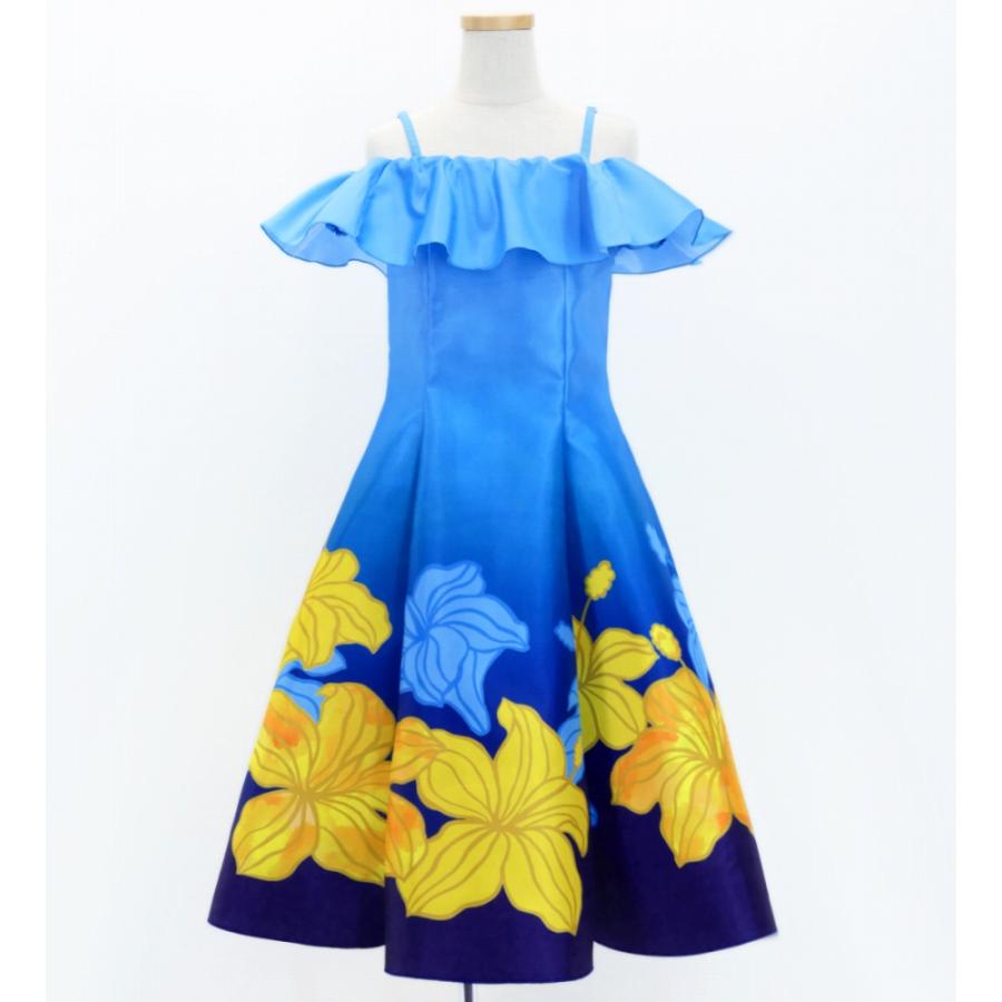 フラドレス ケイキ [120・140] オフショルダー ミディ丈 ハイビスカス ブルー Jp80bl |  | 03