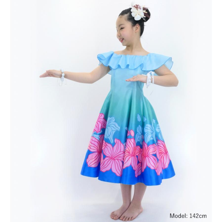 フラドレス ケイキ [120・140]オフショルダー ミディ丈 ハイビスカス ライトブルー Jp80lbl |  | 01