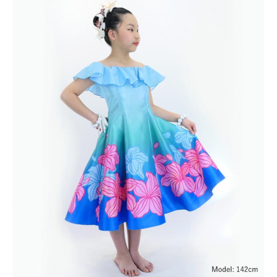 フラドレス ケイキ [120・140]オフショルダー ミディ丈 ハイビスカス ライトブルー Jp80lbl |  | 02