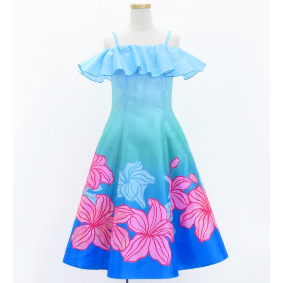 フラドレス ケイキ [120・140]オフショルダー ミディ丈 ハイビスカス ライトブルー Jp80lbl |  | 03