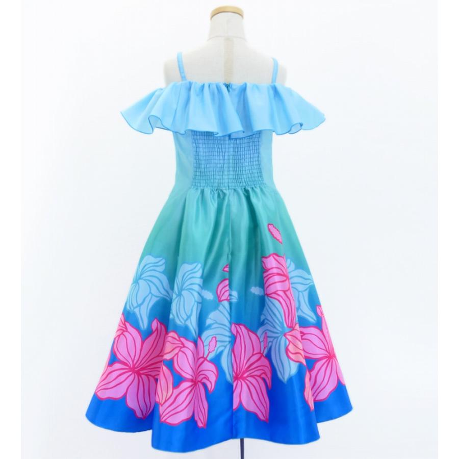 フラドレス ケイキ [120・140]オフショルダー ミディ丈 ハイビスカス ライトブルー Jp80lbl |  | 04